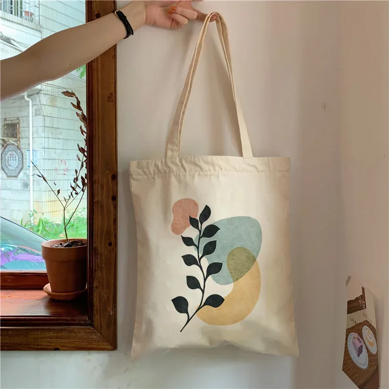 sac fourre-tout en toile esthétique de plantes boho rétro pour dames, sacs initiés à la mode, sac de livre étudiant de grande capacité, sac à main fleur harajuku