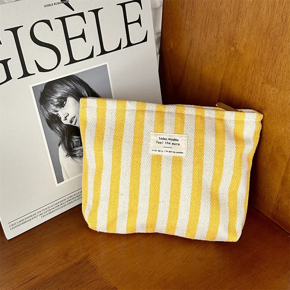 sac à cosmétiques à rayures étanche pour femmes, petit sac de rangement, étui de maquillage, pochette de voyage, organisateur pour dames