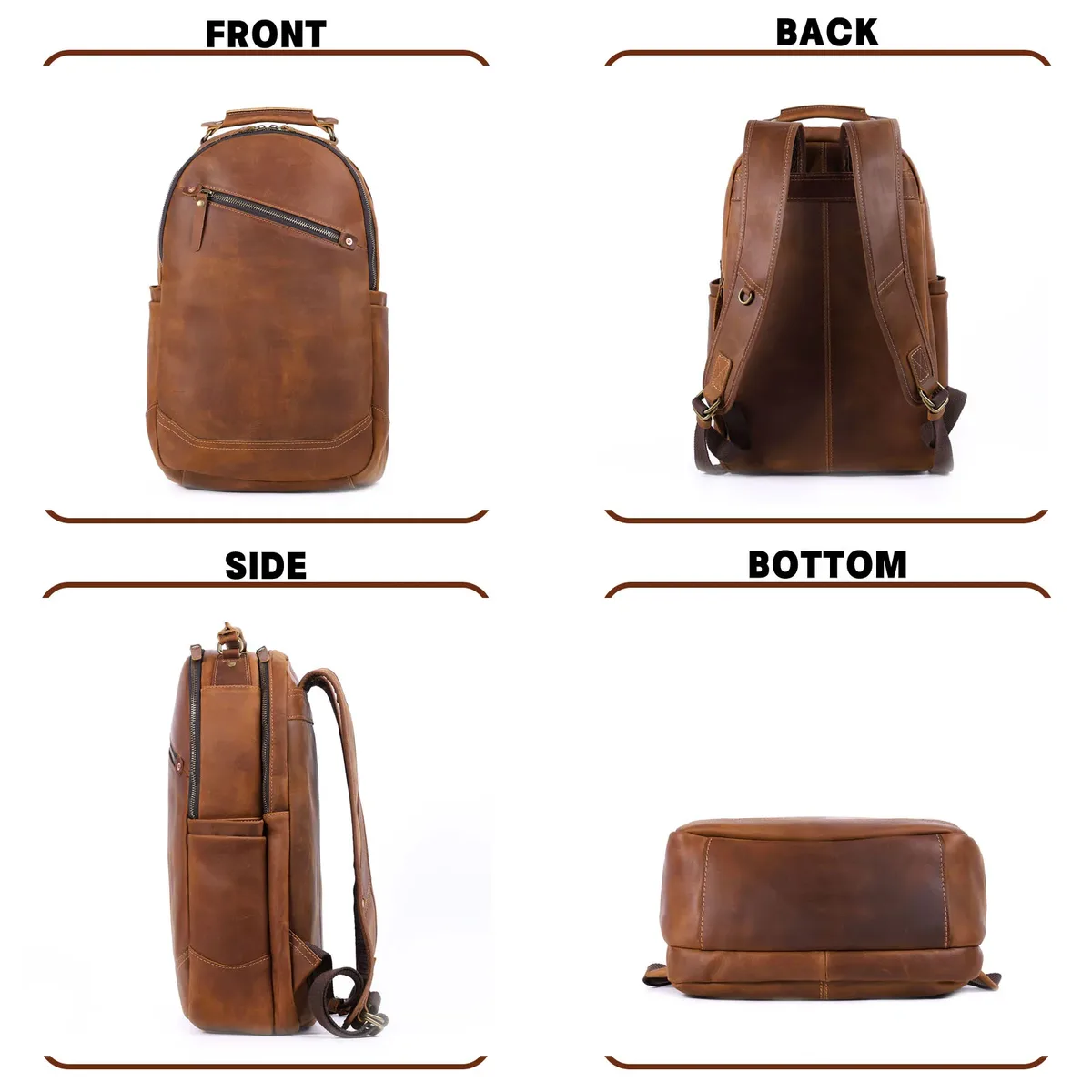 sac à dos vintage fait main en cuir pleine fleur pour homme, sac à bandoulière pour ordinateur portable en cuir crazy horse, sac d'école tendance pour homme
