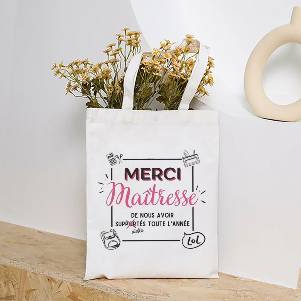 merci maîtresse femmes sacs à main mode toile sac à bandoulière grande capacité sacs fin de l'école année cadeau entreprise
