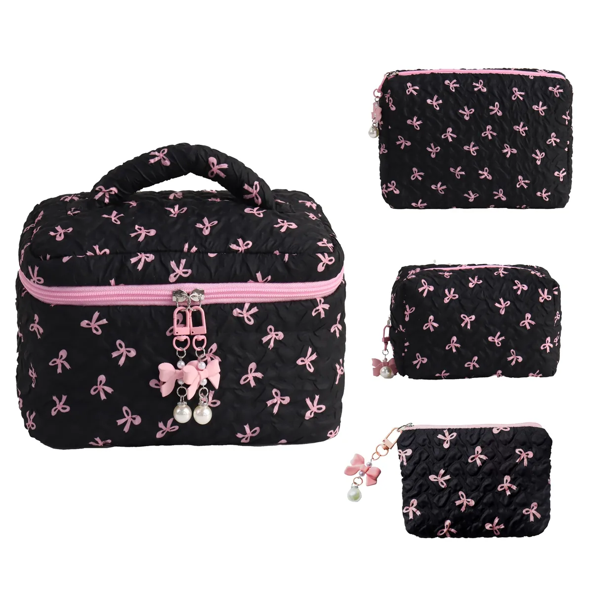 sac de rangement pour porte-monnaie ykxb de grande valeur, trousse de maquillage mignonne, grande capacité, trousse de maquillage haut de gamme avec nœud