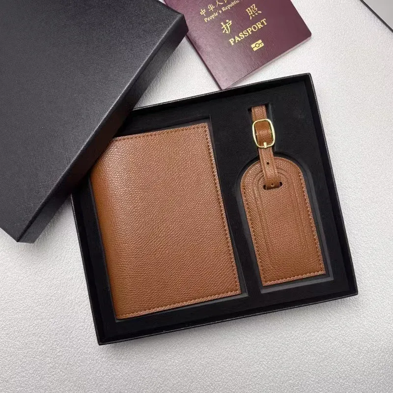 porte-billets personnalisé gratuit, simple et polyvalent, motif palmier, en cuir, multifonctionnel, avec étiquette de bagage et coffret cadeau