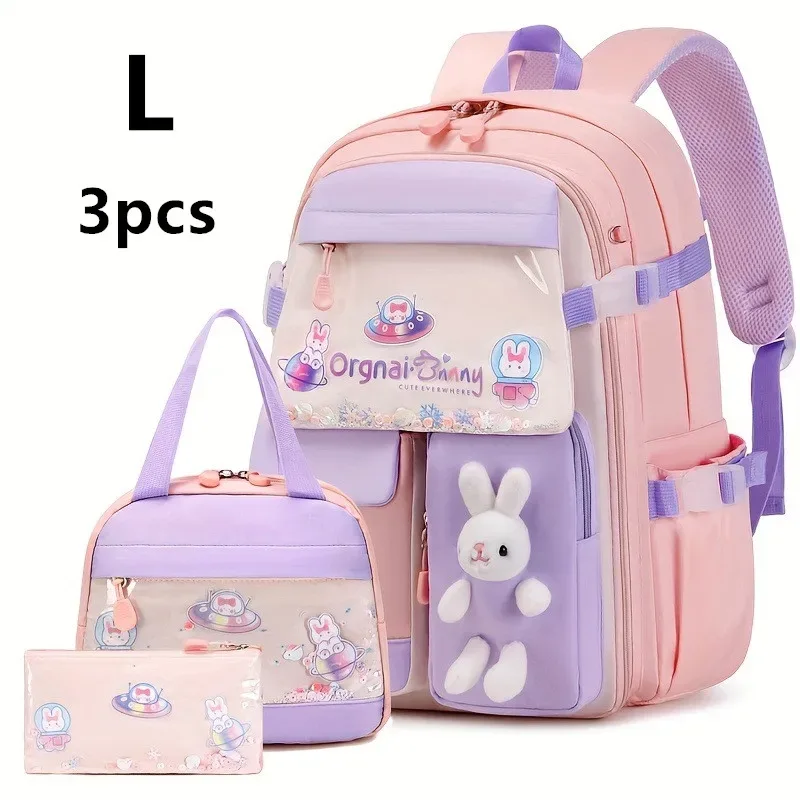 sac à dos adorable en forme de lapin pour adolescentes, cartable mignon de dessin animé pour filles de l'école primaire, sac à dos de voyage en 2 tailles pour les élèves de la 1ère à la 9ème année