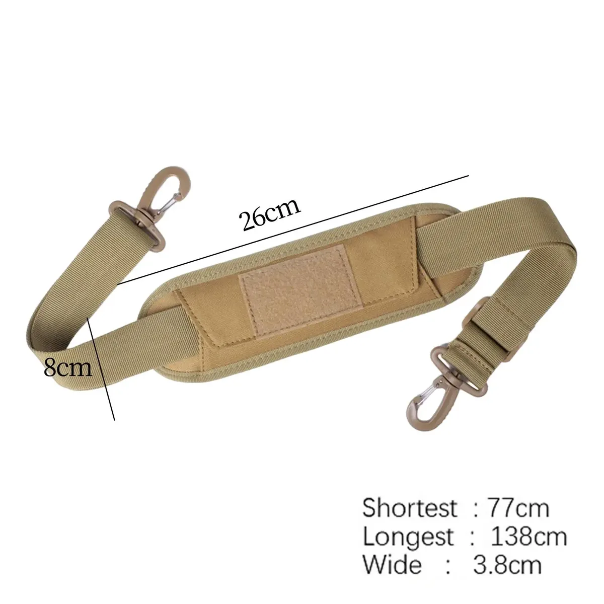 sangle d'épaule de remplacement avec rembourrage épais et doux, large de 3,8 cm, accessoire détachable, réglable de 77 cm à 138 cm pour sac à bagages, sac photo