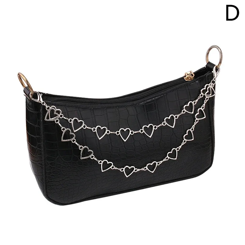 chaînes de sac multicouches en métal argenté, sangles de remplacement pour sacs à bandoulière diy tendance, chaînes pour jeans pour femmes avec fermoir mousqueton