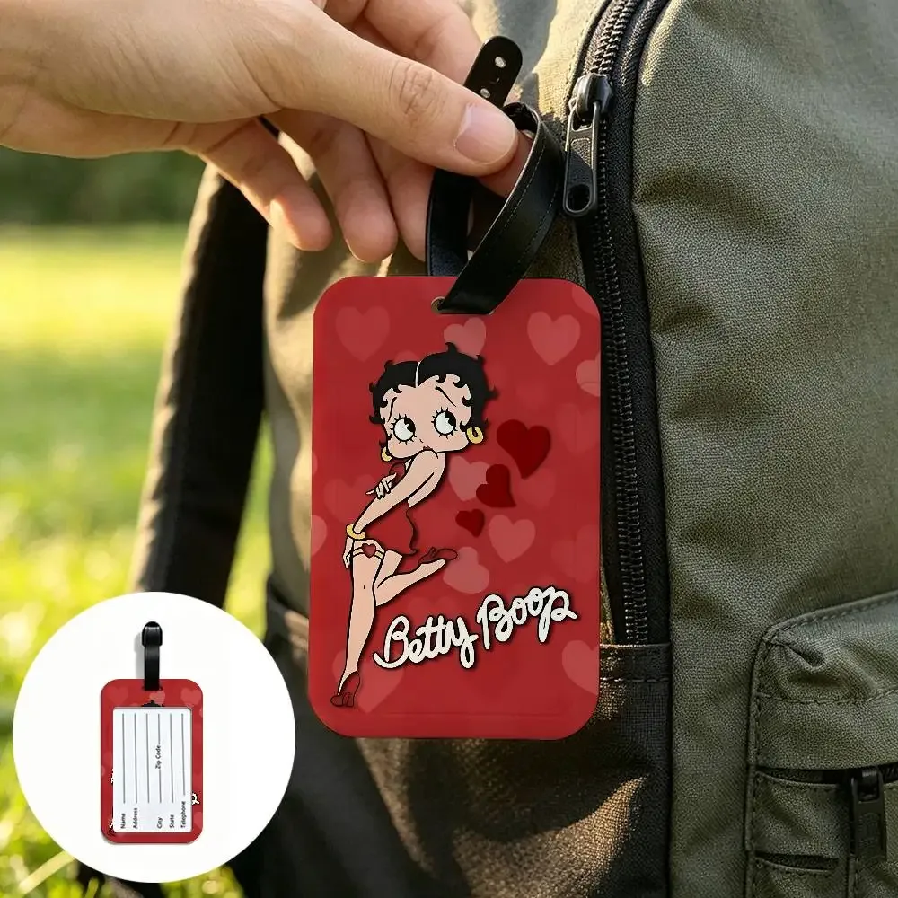 étiquette de bagage anti-perte anime b-bettys sexy boop, porte-carte d'identité en pvc, étiquette de nom pour bagages pour voyage en plein air