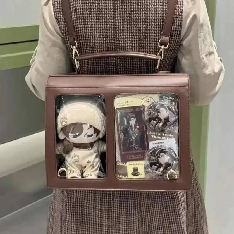 sacs à dos ita en cuir pu marron japonais transparent jk lolita, sacs de douleur, poche à rabat, sacs à bandoulière pour étudiants, sac de style preppy pour filles