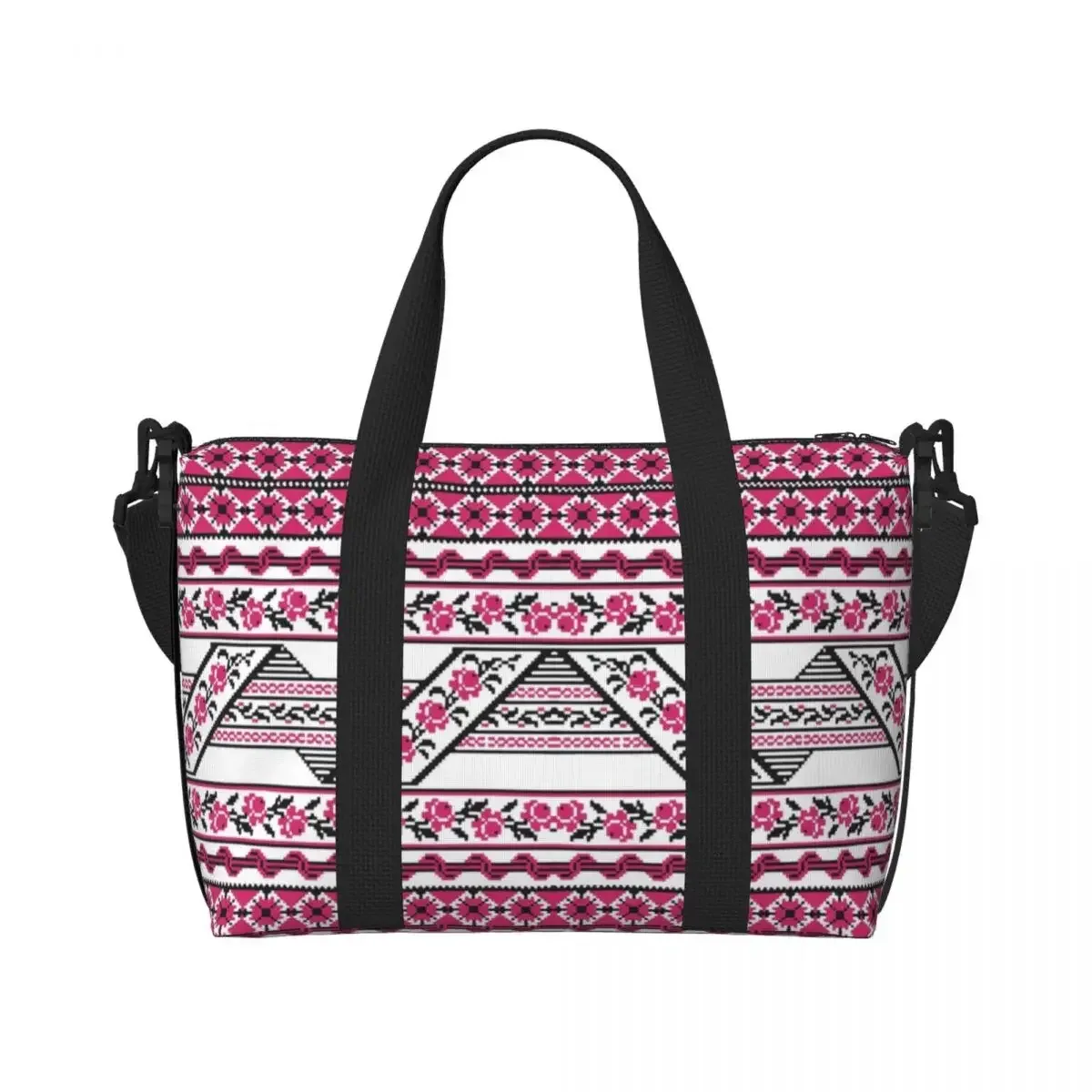 vyshyvanka – sac fourre-tout brodé pour femmes, fourre-tout coloré de style ukrainien, grande capacité, bohème, géométrique, pour salle de sport, plage, voyage