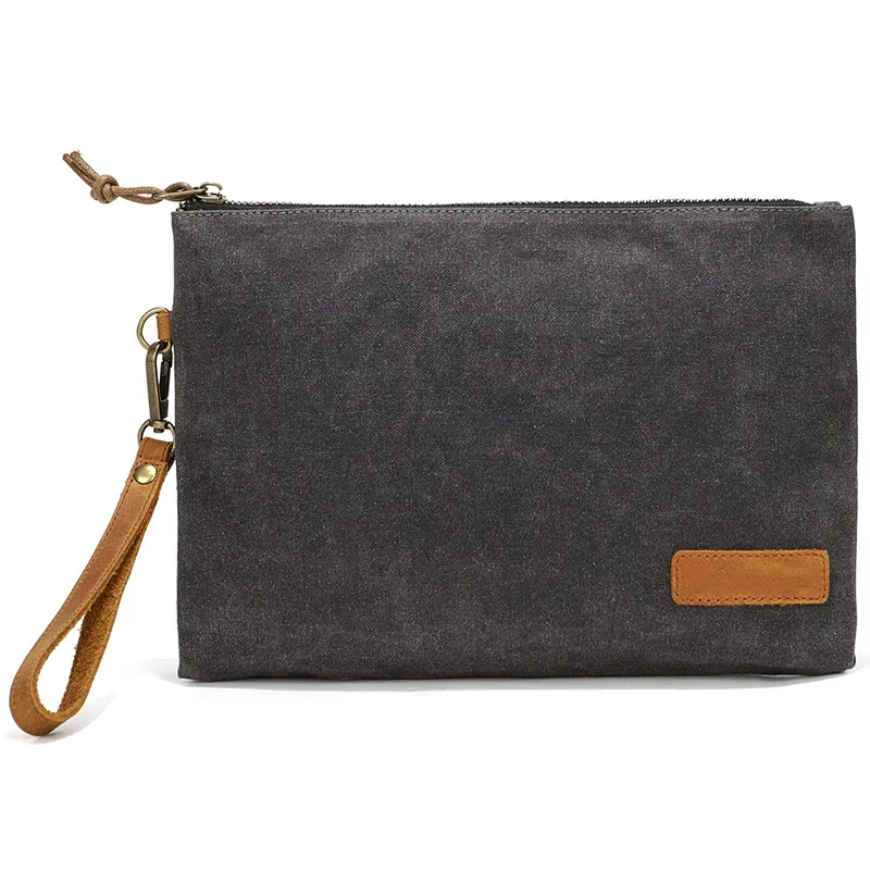 pochette zippée en toile cirée rétro et minimaliste, trousse de toilette personnalisée, trousse à crayons zippée, organisateur polyvalent, sac pour homme