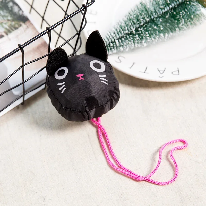 sac fourre-tout pliable écologique black cat, en forme de chouette mignonne, sac de shopping portable et réutilisable pour femmes, sac à bandoulière de voyage, cadeau