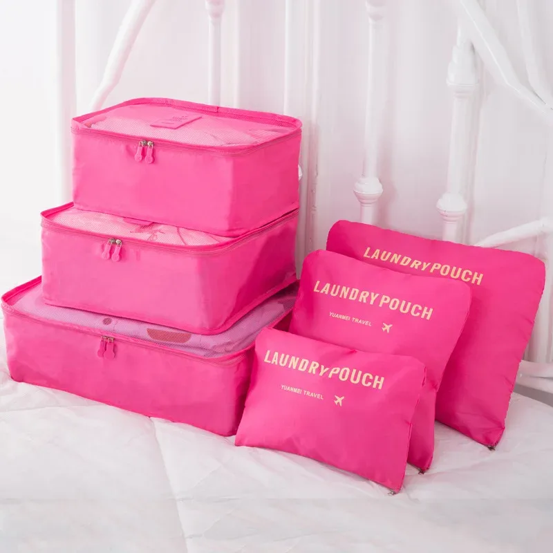 ensemble de 6 grands sacs de rangement de voyage en tissu oxford, adaptés aux sacs à dos et aux valises, sacs de rangement de voyage, sacs de rangement de bagages multifonctionnels et durables, adaptés aux emballages efficaces, accessoires de voyage essentiels, pratiques pour organiser les vêtements, les cosmétiques, les articles de toilette, etc.