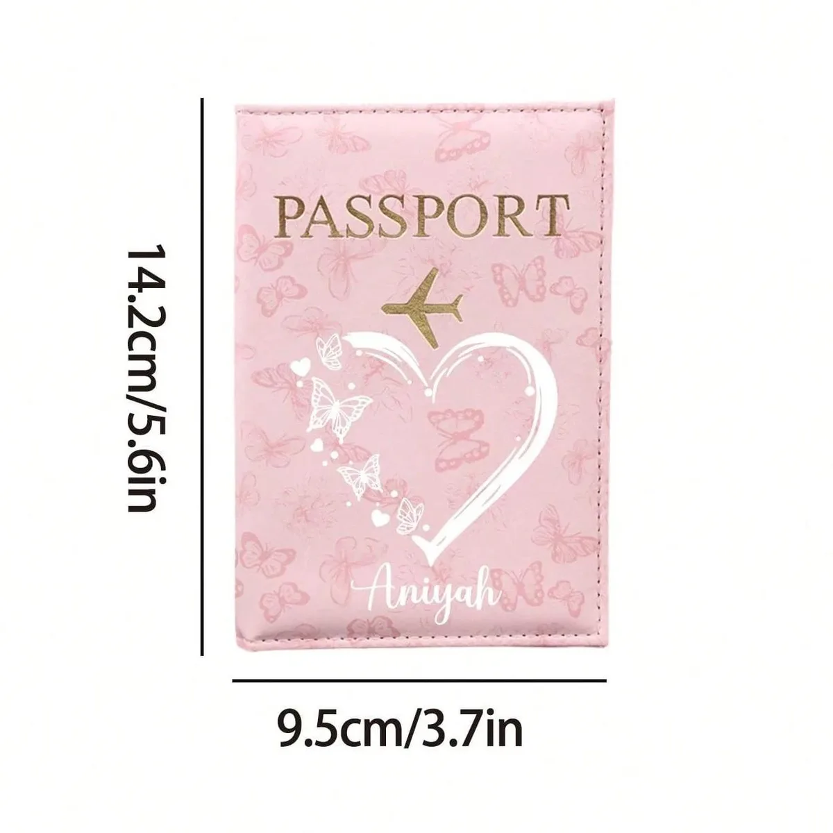1 pièce porte-passeport personnalisé avec nom, motif papillon, organiseur de documents de voyage, étui à cartes, portefeuille de passeport unisexe