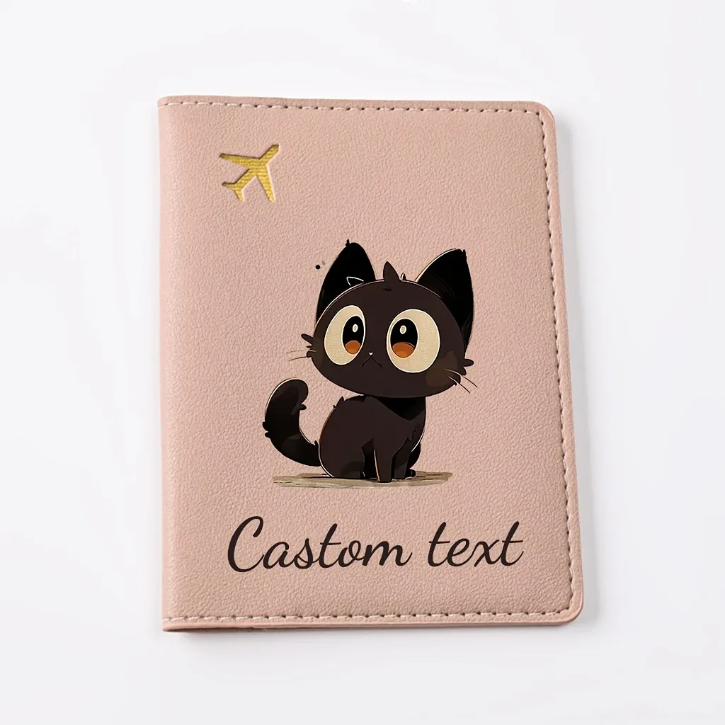 porte-passeport personnalisé pour chaton, compatible avec les passeports - étui pour documents de voyage avec nom/texte, motif chaton mignon, couverture de passeport