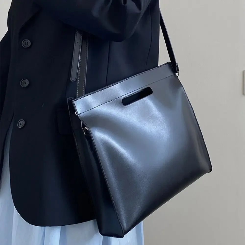 sac fourre-tout élégant en pu pour documents de bureau, couleur unie, grande capacité, sac pour ordinateur, sac bandoulière, sac à documents pour femmes