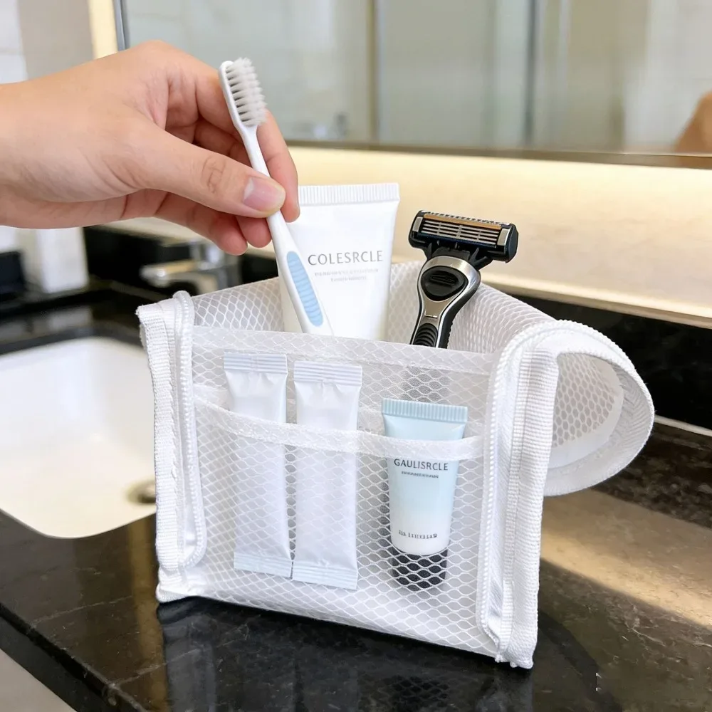 trousse de toilette en maille respirante à séchage rapide, support vertical pour brosse à dents, organisateur de maquillage et cosmétiques pour voyage, gym, dortoir universitaire