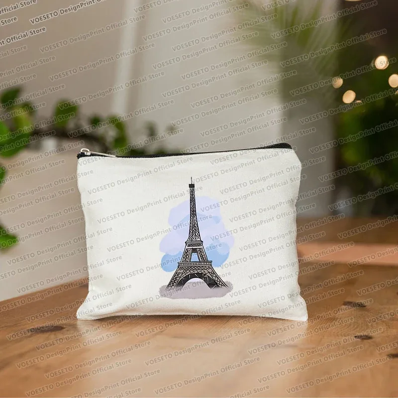sac de maquillage imprimé tour eiffel de paris, trousse de toilette de voyage, organiseur de cosmétiques, pochette en toile pour femme, fermeture éclair, sacs à cosmétiques, meilleur cadeau