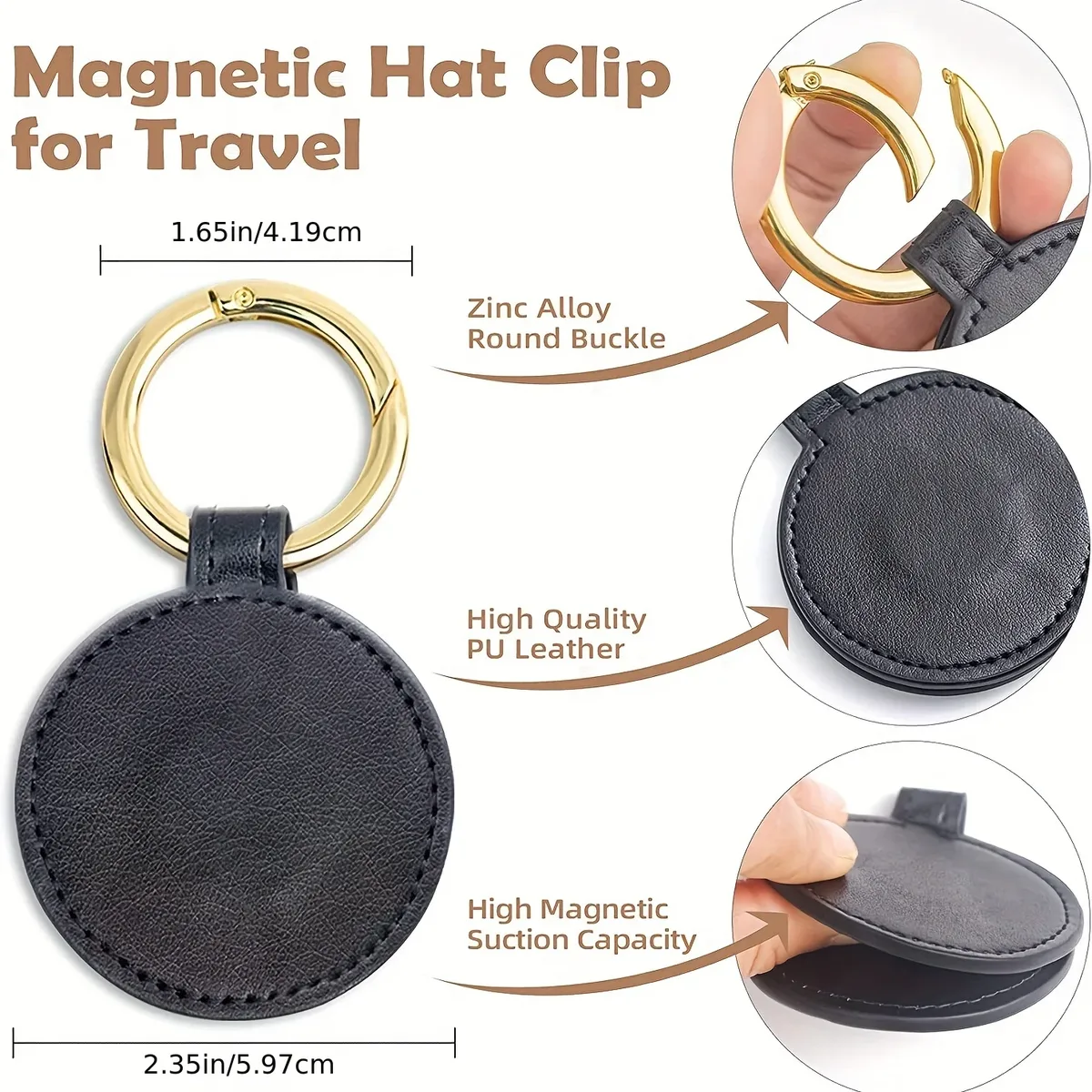 Clip magnétique pour chapeau, 1 pièce, support de chapeau pour sac à main, sac à dos, bagages, clip de maintien de chapeau en cuir PU, accessoires de sac de voyage