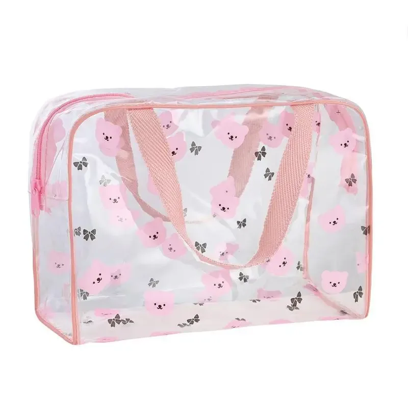 sac à cosmétiques imprimé en pvc, sac de rangement de cosmétiques portable, sac de voyage transparent de grande capacité, 1 pièce