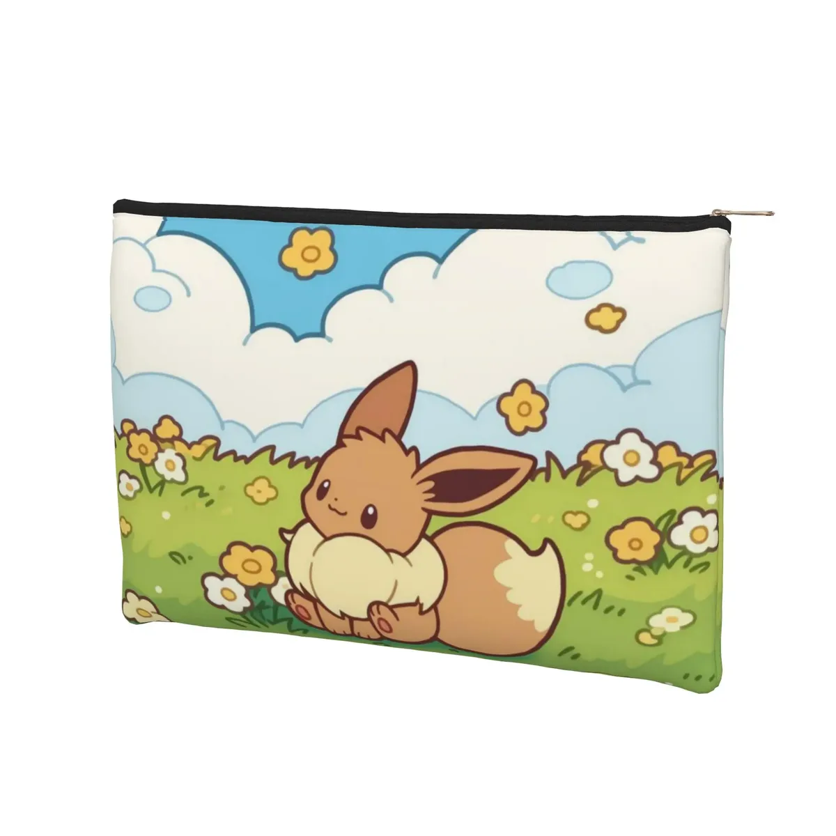 Sac pliable mignon Pokemon, trousse de maquillage Eeveelution, trousse de toilette avec fermeture éclair, pochette cosmétique