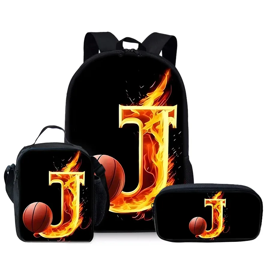 sac à dos de basket-ball numéro j, ensemble de trois pièces, pour garçons et filles, meilleurs cadeaux, sac à dos scolaire dessin animé 2d pour enfants