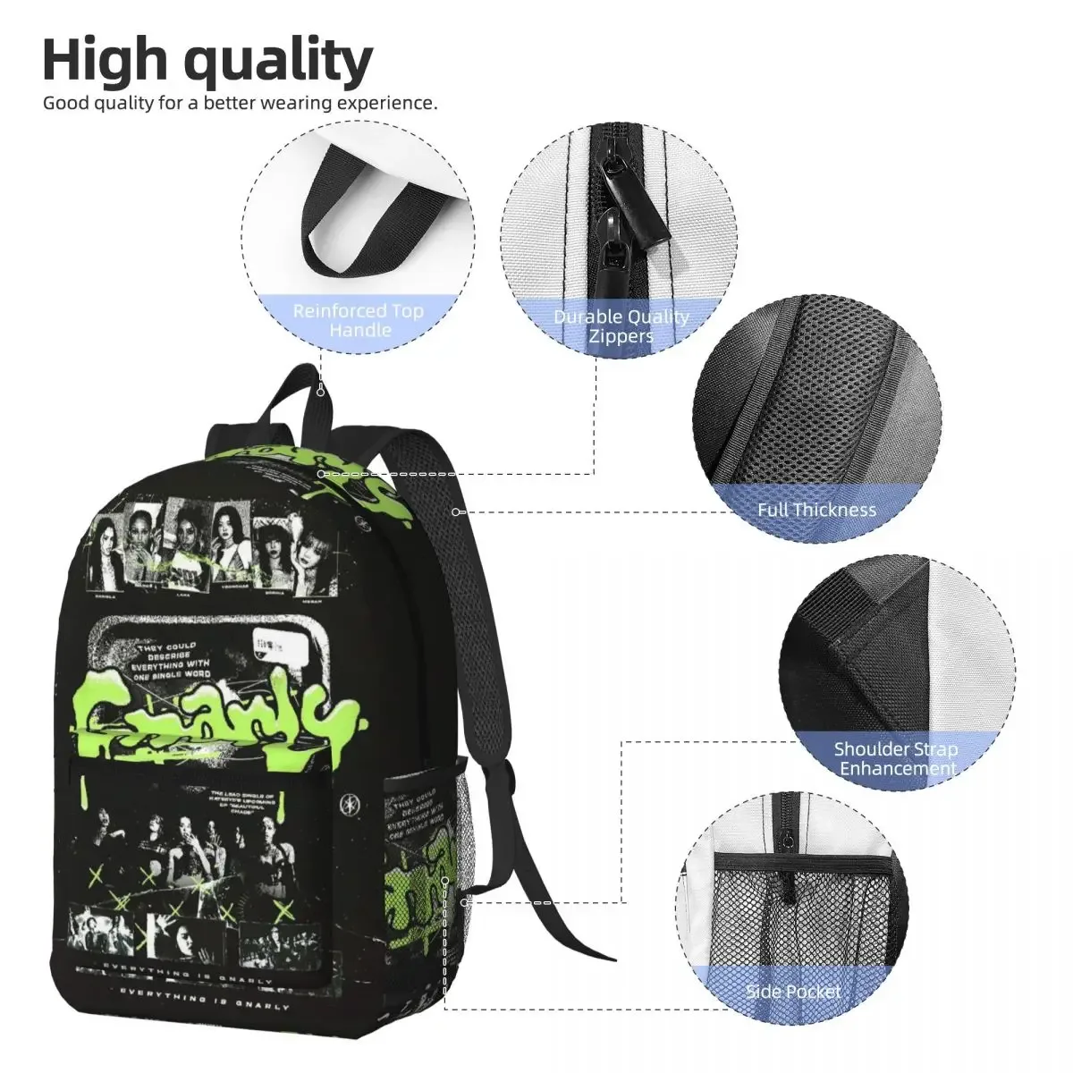 sac à dos d'étudiant katseye gnarly de style coréen, sac d'école, sac à dos de randonnée, sac de voyage pour hommes et femmes, sac à bandoulière