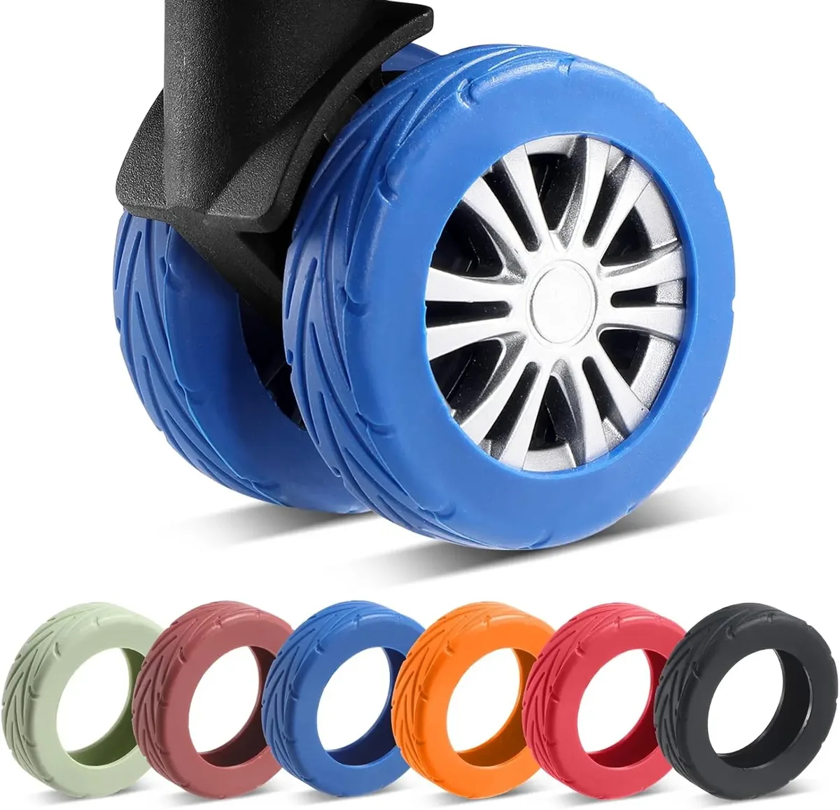 Housses de protection pour roues à bagages, 8 pièces, résistantes à l'usure, Anti-bruit, en Silicone, pour roue rotative de 2 à 2.4 pouces