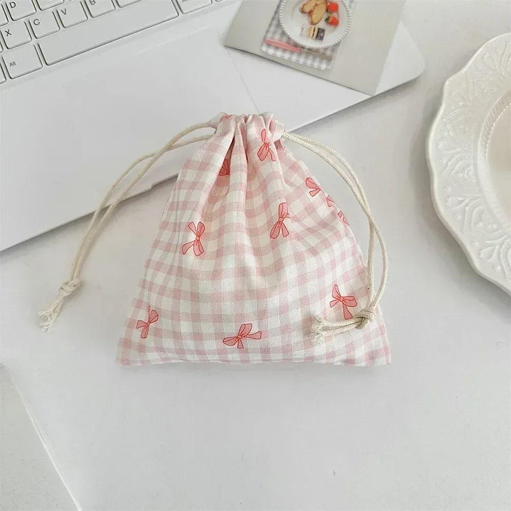 sacs à cordon imprimés en grille, sac à main pour femmes, porte-monnaie, pochette pour clés, rouge à lèvres, sac de rangement pour bijoux, sac anti-poussière, sacs à cordon
