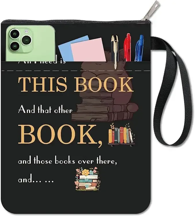 sac de rangement pour livre personnalisable, housse de protection portable pour les amateurs de livres, sac de rangement imprimé avec transfert de chaleur...