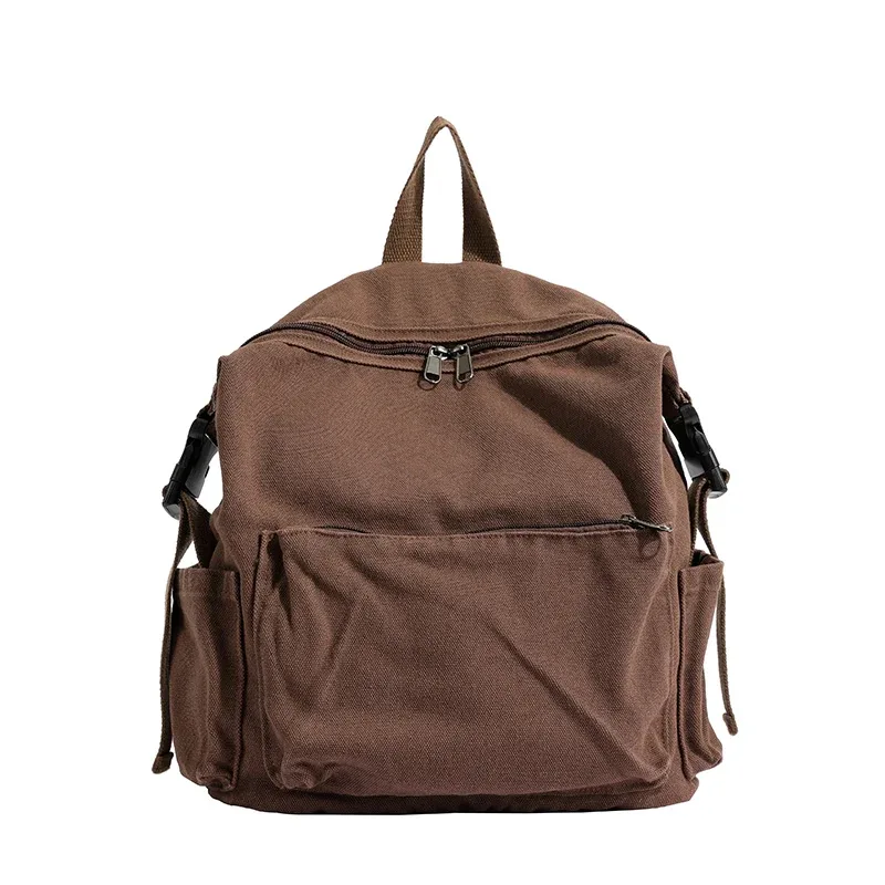 sacs à dos en toile solide pour femmes, sacs de loisirs ou de voyage, cartables de gril de style coréen, sacs d'école en tissu mignon, unisexe, 100% coton
