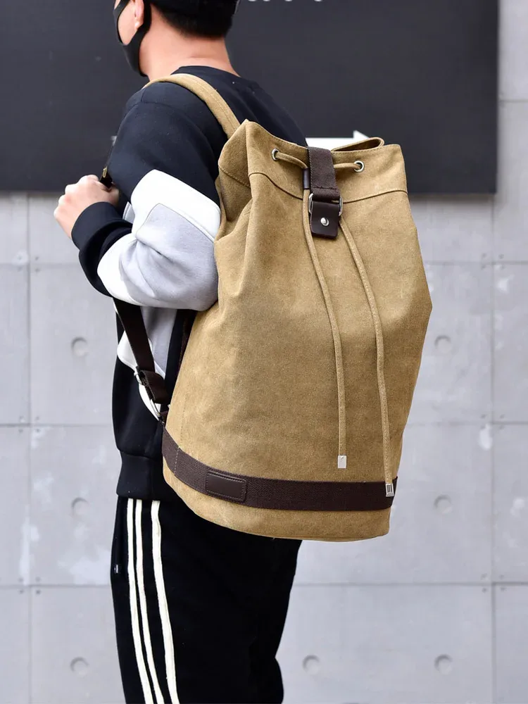 sac à dos de voyage de grande capacité pour hommes, sac d'extérieur, sac d'alpinisme, seau en toile, sacs à bandoulière pour hommes
