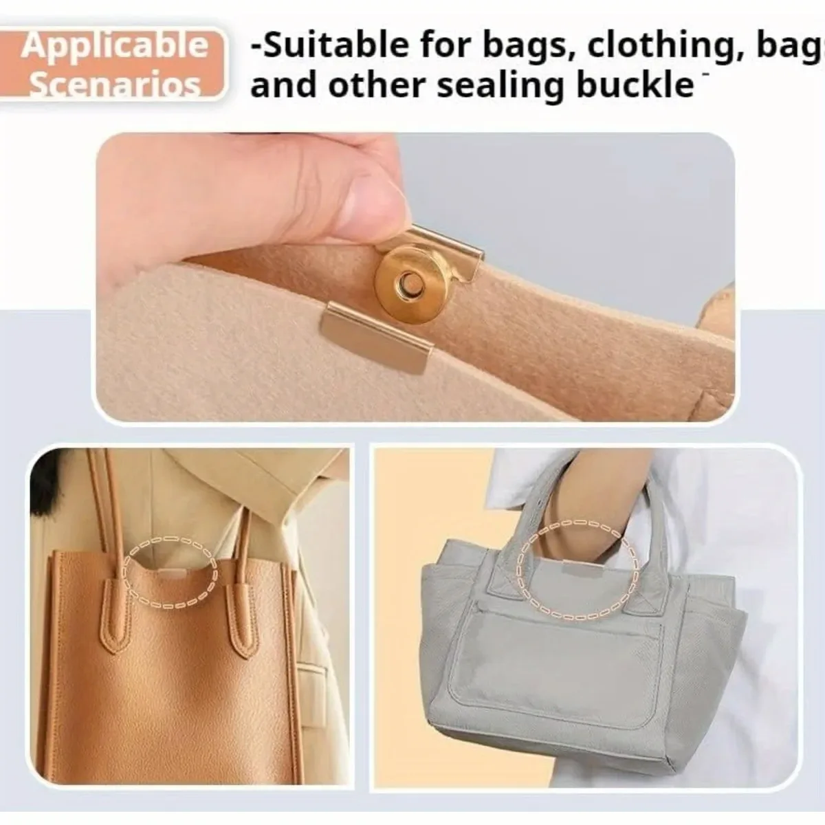 5 paires de boutons à pression en métal, fermoir à boucle magnétique sans couture pour sacs fourre-tout, vêtements et artisanat de bricolage, clip sans couture pour sac à main