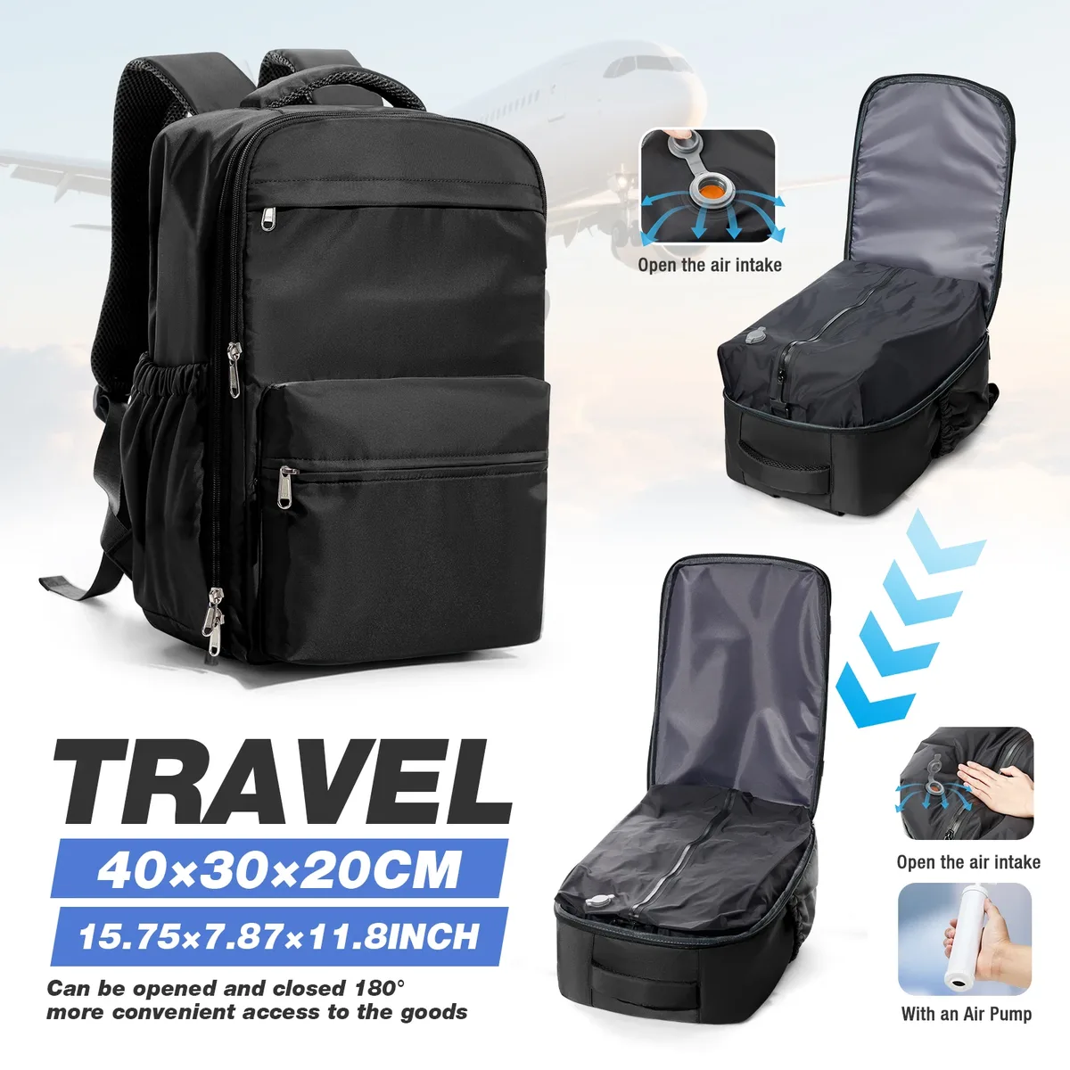 ryanair airlines sac de cabine sous siège 40x30x20 sac polochon de voyage bagage à main sac de voyage pour femmes hommes, sac à dos sous vide