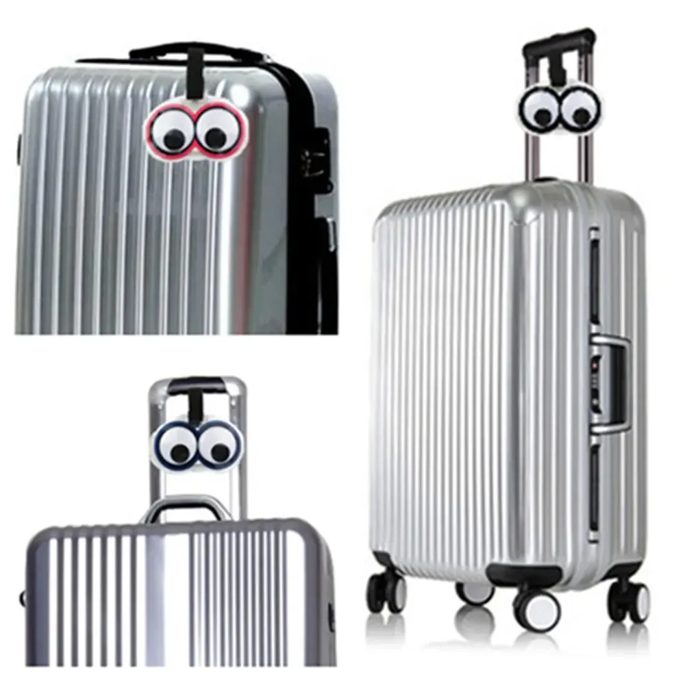 étiquettes de bagages à motifs d'yeux mignons, étiquettes de bagages amusantes avec identification nominative, accessoires de voyage transparents et imperméables