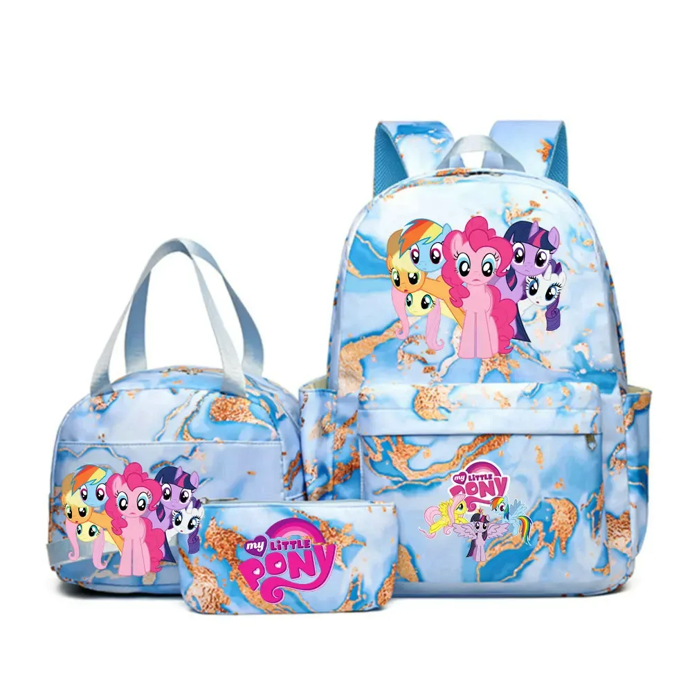 sac à dos my little pony, ensemble de 3 pièces, sac d'école pour étudiants, trousse à crayons, sac à dos de voyage pour adolescents, sac à dos décontracté pour ordinateur portable, mochilas