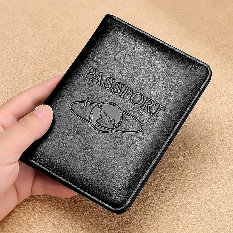 porte-passeport en cuir véritable-portefeuille de voyage bloquant rfid pour passeport et billets, étui à documents multifonctionnel
