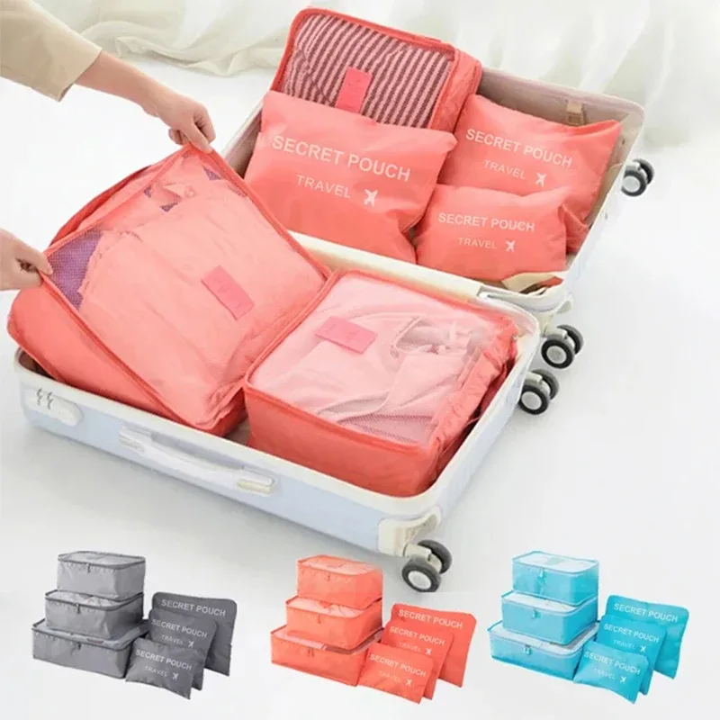 sacs de voyage multifonctions imperméables, 6 pièces, rangement de vêtements, pochette de rangement de bagages, cube d'emballage, sac de rangement de voyage pour hommes et femmes