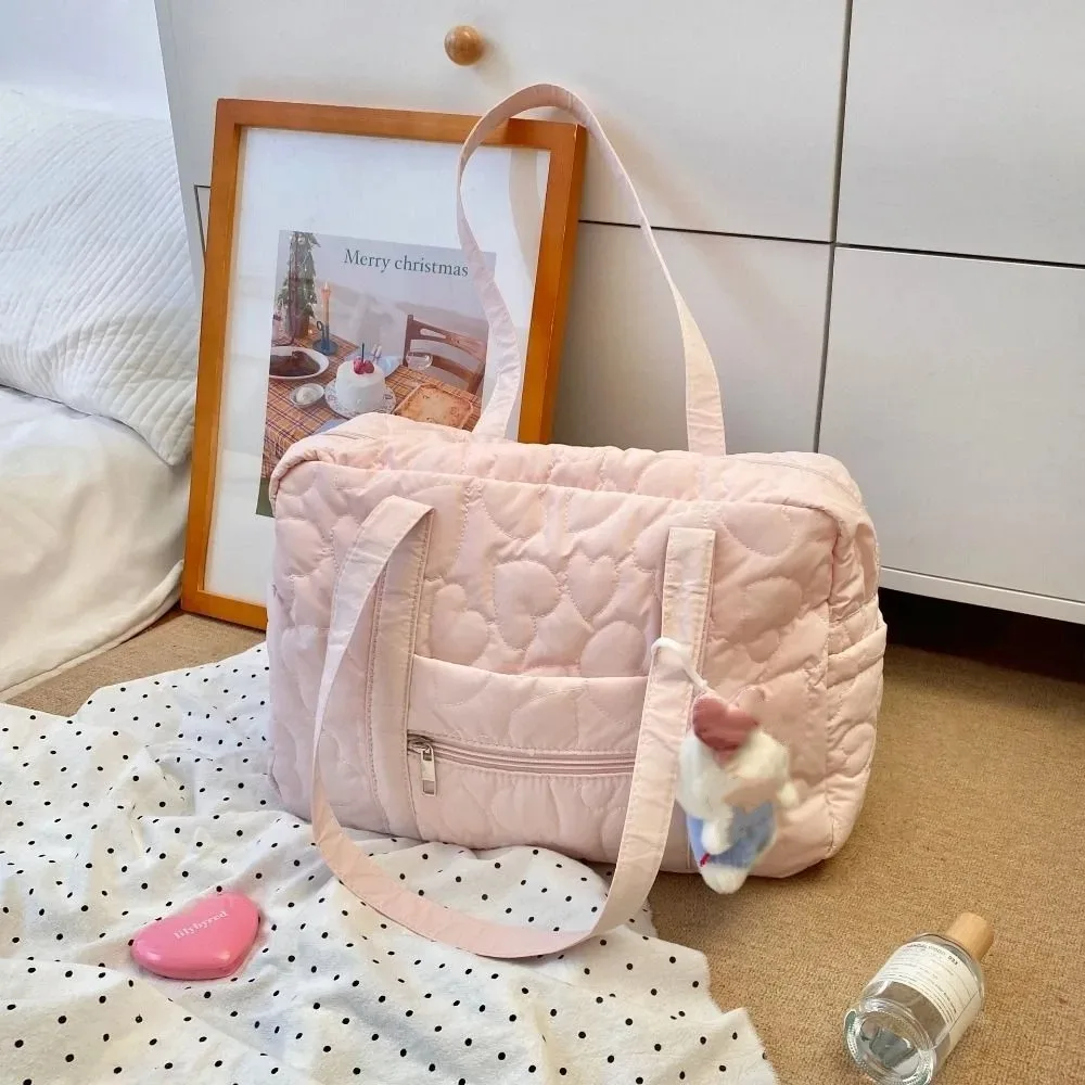 sac sous les bras décontracté, sac de voyage, style coréen, couleur unie, sac pour maman, fourre-tout en forme de cœur, sac de rangement de voyage pour femmes