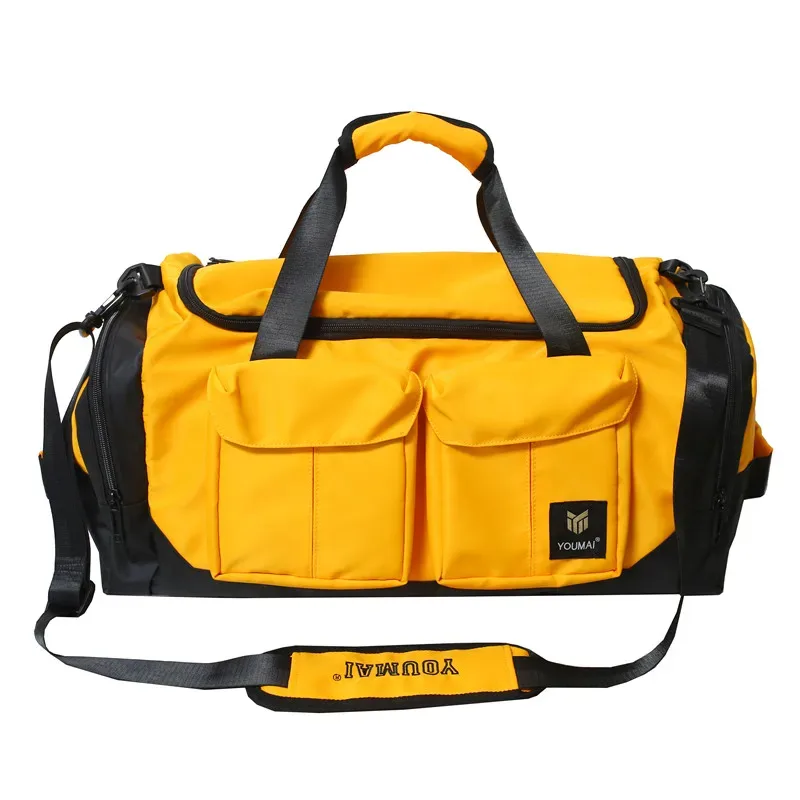 sac de voyage pour pantalons à poches multi-abattes de couleur contrastée, sacoche à bandoulière de grande capacité, sac de fitness pour hommes et femmes, sac de sport à la mode