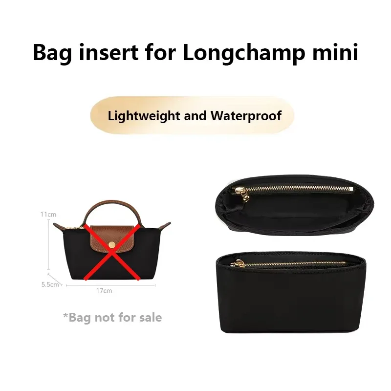 organisateur de sac pour sac à main longchamp, insert intérieur en nylon pour mini pochette, accessoires de rangement et de maintien de l'ordre