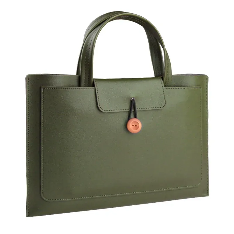porte-documents/sac à main en cuir lisse avec initiales monogrammées, grande capacité, pour ordinateurs portables apple macbook 14 pouces et huawei 16 pouces
