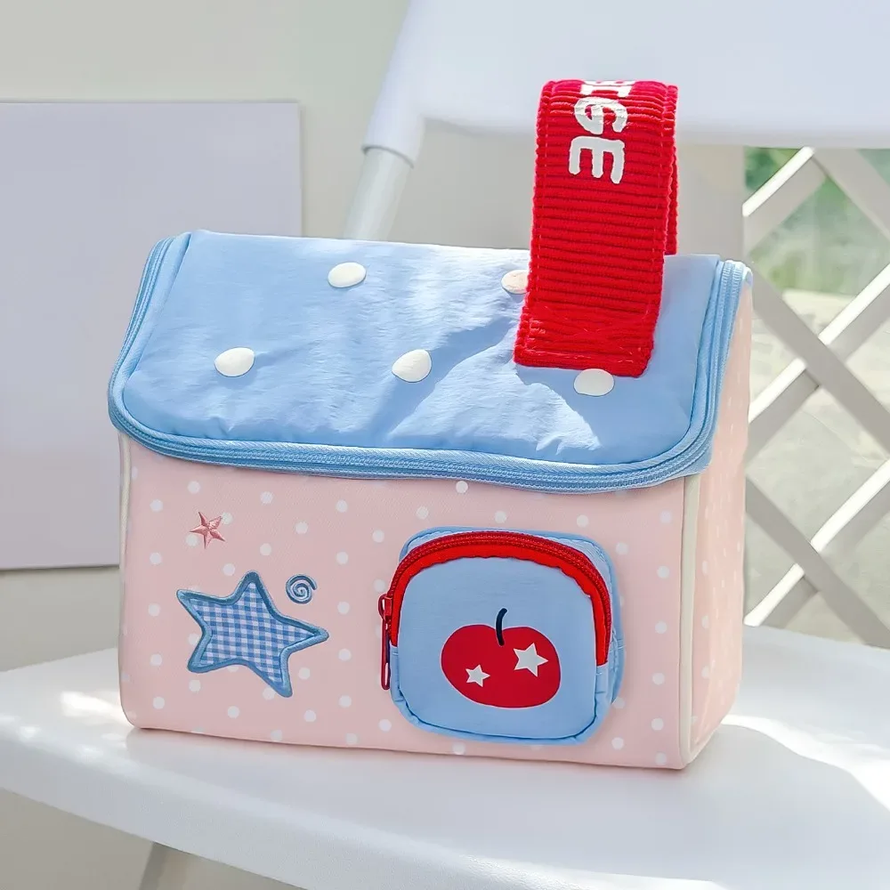 trousse de maquillage durable en forme de maison, grande capacité, trousse de toilette portable, pochette cosmétique multicouche pour la maison et les voyages