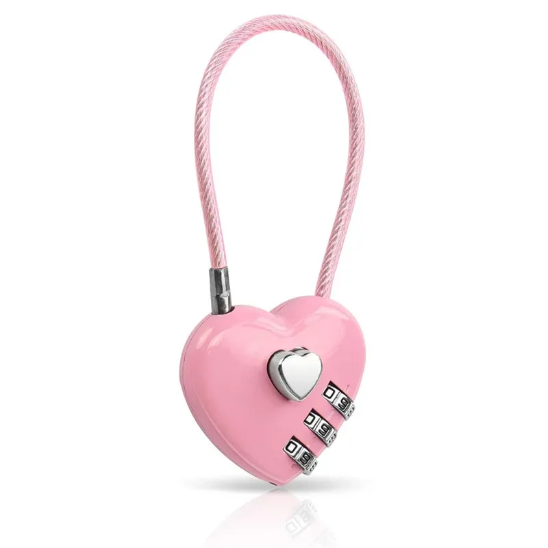 nouveau cadenas à combinaison à 3 chiffres en forme de cœur, cadenas à code pour sac, cadenas concentrique