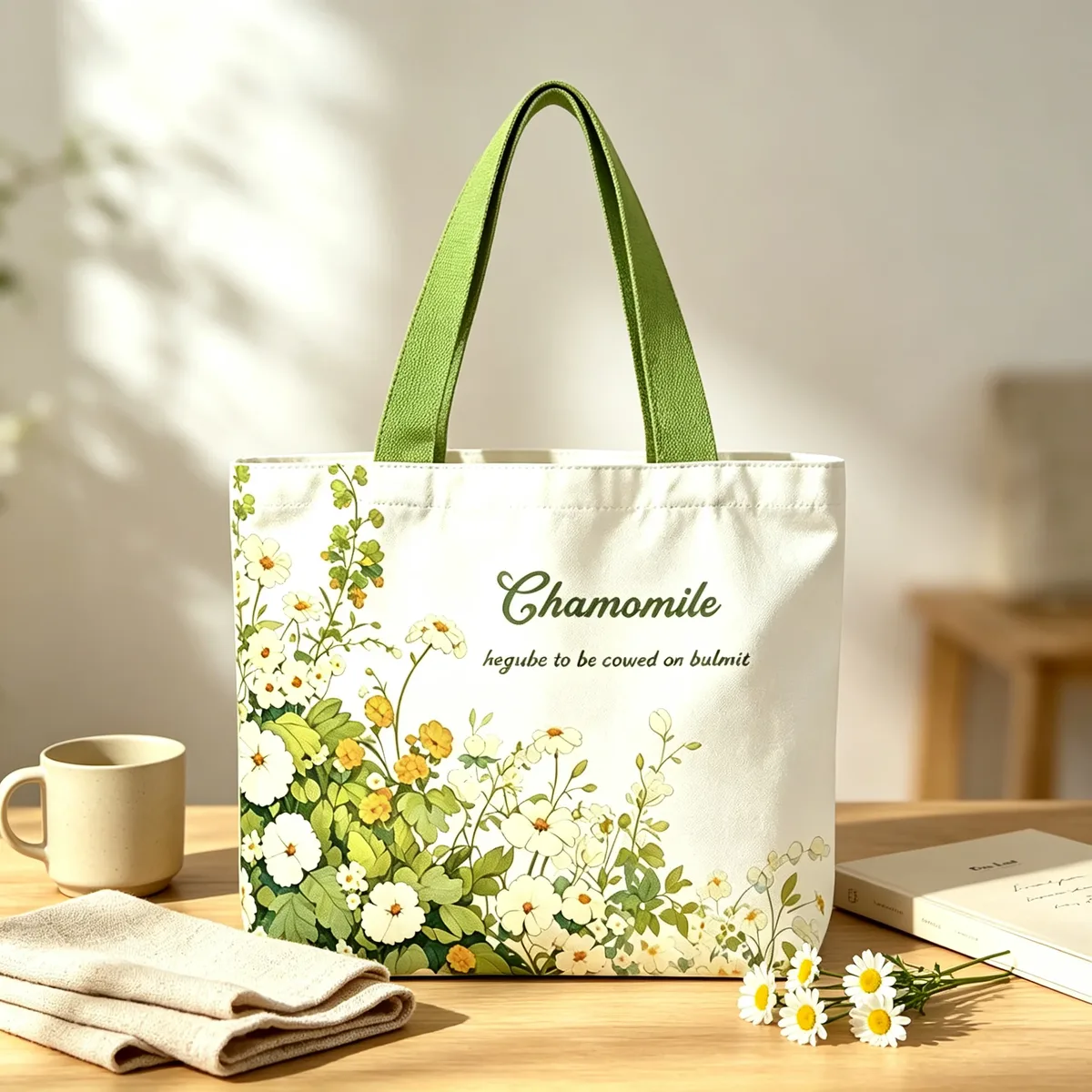 sac fourre-tout en toile vintage à motif floral de camomille, sac à main esthétique à imprimé de fleurs sauvages, sac fourre-tout bohème botanique pour le shopping quotidien et le travail