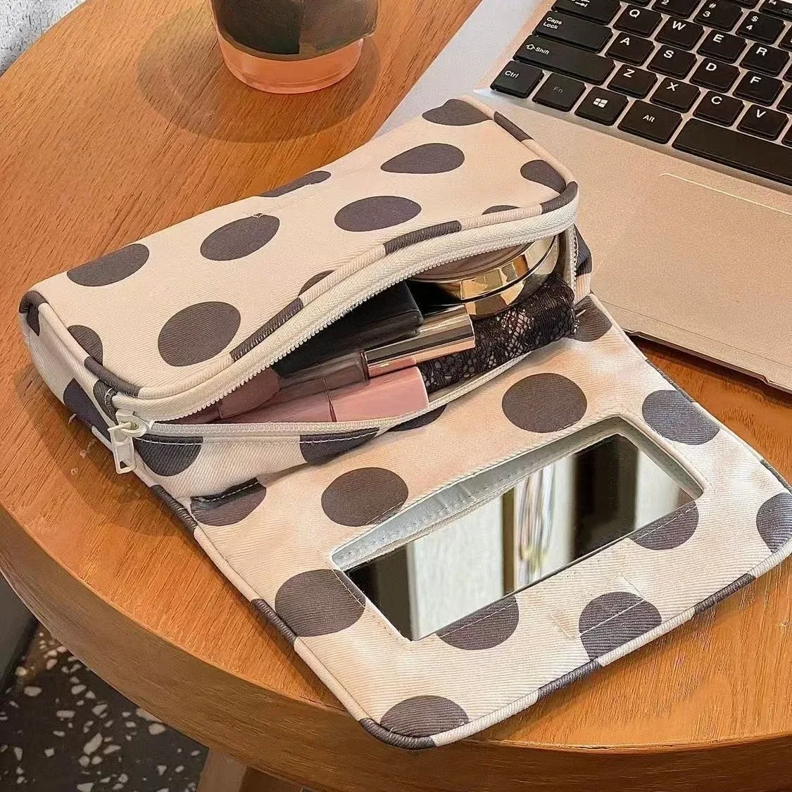grande trousse de maquillage de voyage avec miroir, sac cosmétique portable à main, organiseur de toilette pour femmes, cadeau féminin