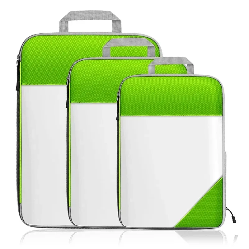 sac de rangement semi-transparent tup pliable et étanche pour voyage, ensemble de sacs de rangement portables pour bagages, matériau en nylon du menton continental