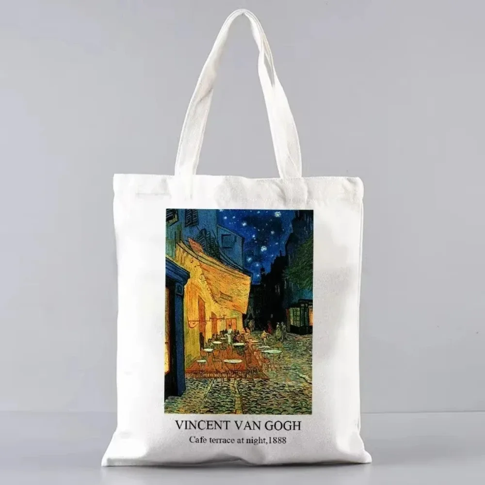 sac fourre-tout en toile inspiré de la peinture à l'huile d'artiste vincent van gogh, pour le shopping, le travail, l'école ou les voyages, sac à bandoulière écologique