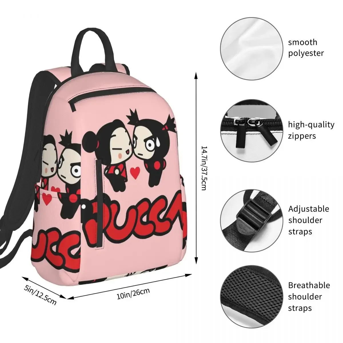 sac à dos d'animation cartoon garu pucca, sac à livres pour étudiants, sac d'école pour enfants, sacs à bandoulière pour ordinateur, pour hommes et femmes