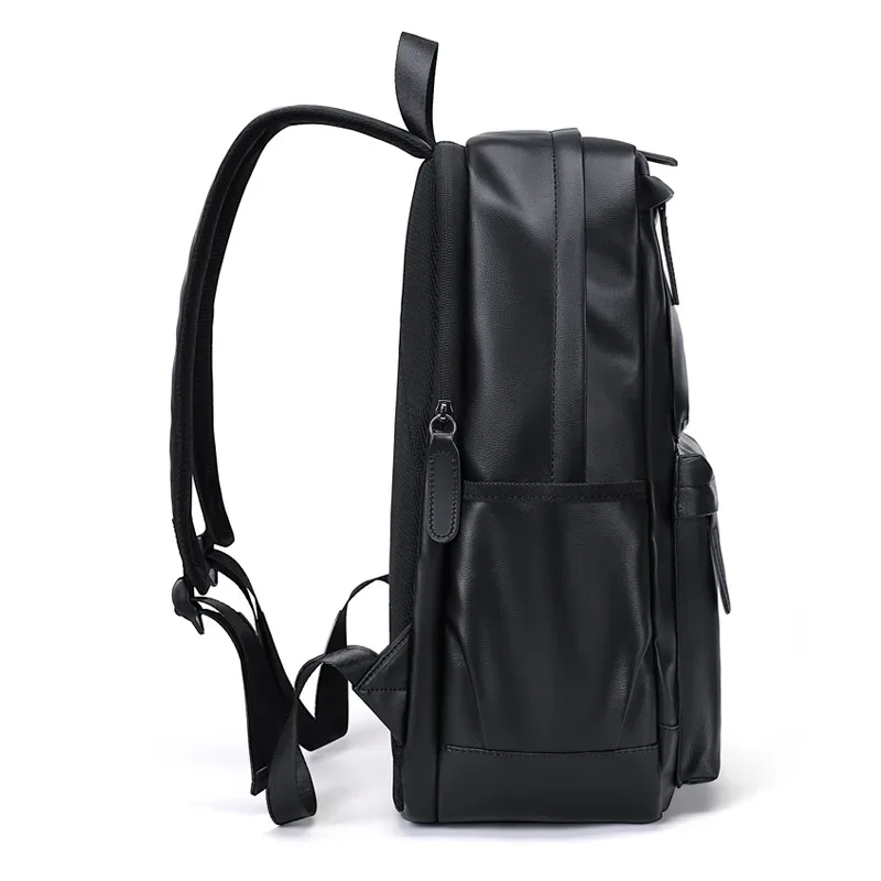 golf-sac à dos en cuir pour homme, sac à dos d'affaires, sac pour ordinateur portable 15 6 pouces, élégant, noir, étanche, multi-compartiments