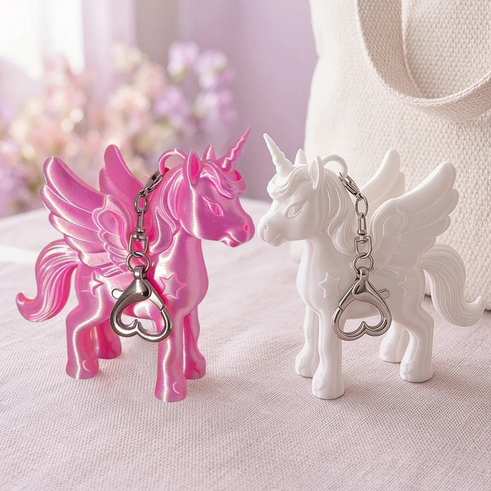 porte-clés licorne rose style coréen, pégase imprimé en 3d, breloque mignonne pour sac, fermoir cœur, pendentif pour sac à dos, cadeau pour femme et fille