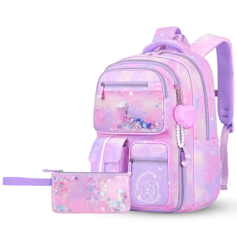 ensemble de 3 sacs à dos scolaires pour filles, mignons et élégants, grande capacité, protection de la colonne vertébrale, légers, sacs à dos pour enfants d'école primaire